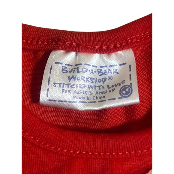 Build-A-Bear Workshop Red Heart Top Frog Print Shorts Set Pink Sequin Teddy Bear - Picture 4 of 4